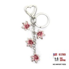 Flower Keychains with Heart Ring Keychain Flower Charm Key Cute Keyrings Lilys