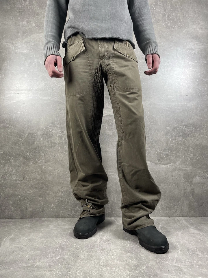 Pantalones Militares D&G by Dolce & Gabbana Vintage Años 00 Verde Caqui Moto Carga M Y2K Foto 4 de 4