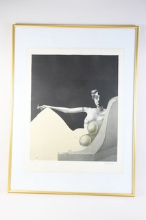 Q99D03 Paul Wunderlich (1927 2010) Color Lithograph Madame Recamier Signed