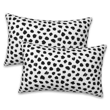 Throw Pillow Covers Set of 2 Polka 20" x 12" Pack of 2 White and Black Spot
