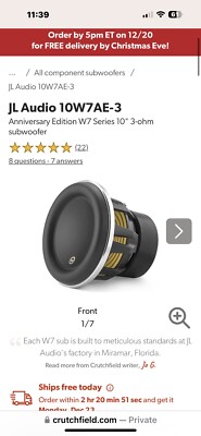 JL Audio 10W7AE-3 1-Way 10in. Car Subwoofer