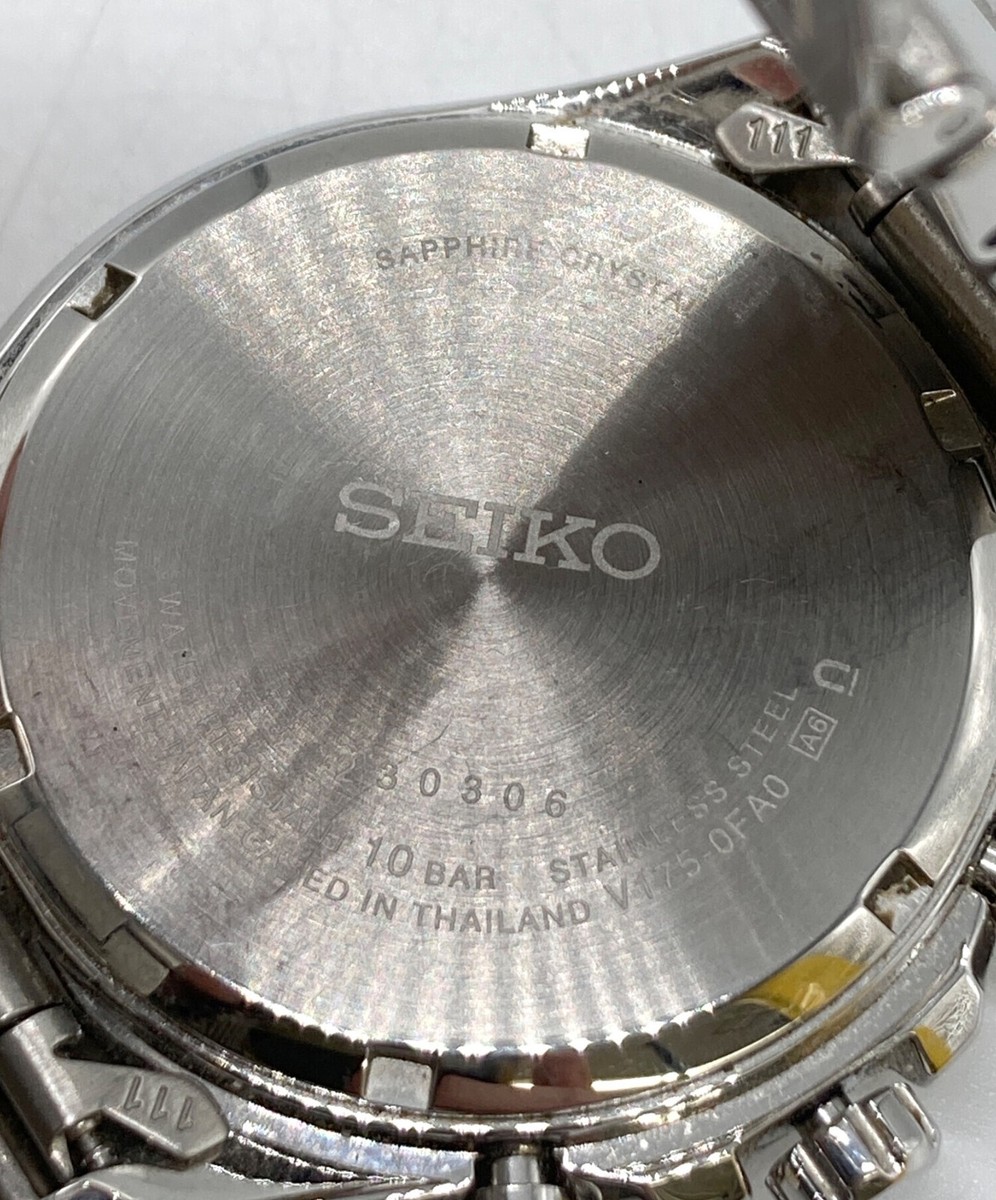 SEIKO Chronograph V175-0FA0 Solar Men's Watch Blue Dial