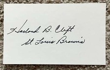 Harlond Clift signed card - Browns Senators - debut 1934