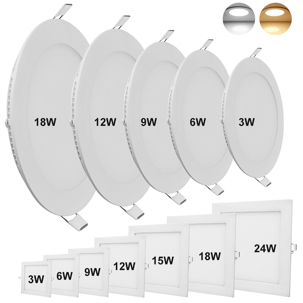 Recessed LED Ceiling Lights Ultra Slim Round Square Panel Downlight