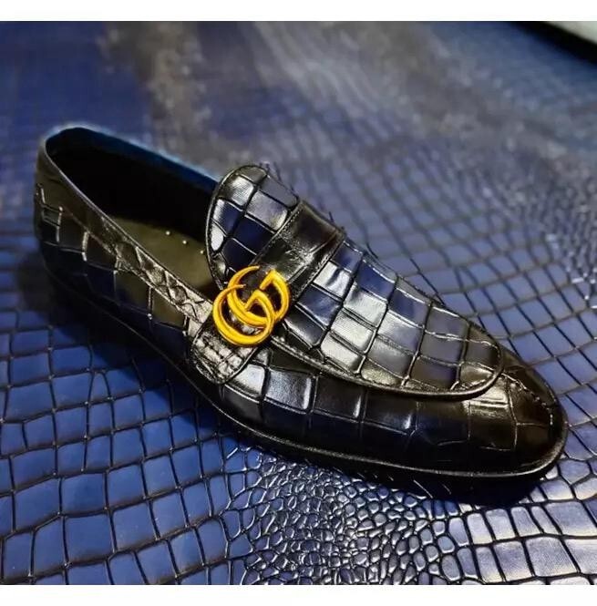 Two Tone Alligator Pattern Shoes, Men Badge Shoes, Party  display picture 3