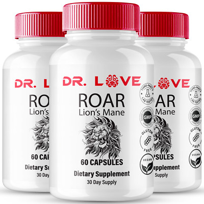 (3 Pack) Dr. Love Roar Lion s Mane Male Capsules for Men Energy & Vitality Pills