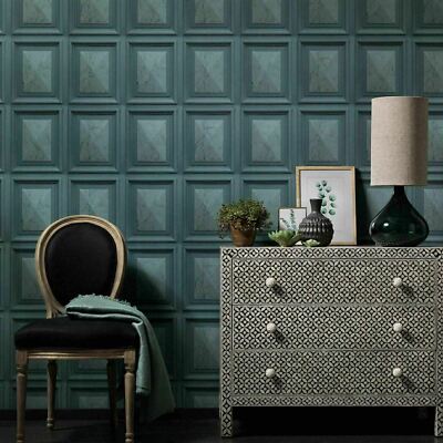 Marmor Holz Panel Optik Tapete Teal Paste The Wall Vinyl Erismann