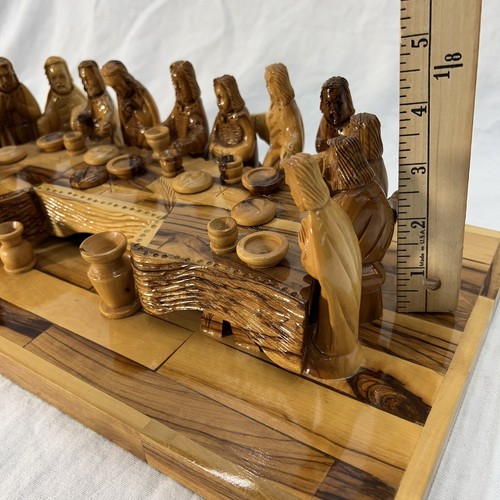 Estatua del Señor de Madera de Olivo La Última Cena Tallada a Mano Belén Tierra Santa Jerusalén - Imagen 11 de 14