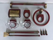 alte Badgarnitur 70er 80er Jahre Holz Mahagoni? Messing alter Handtuchhalter ...