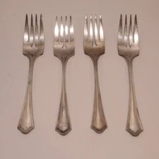 Oneida Salad Forks Community Par Plate 6 in Vernon Ashley Vintage 1917 Set of 4