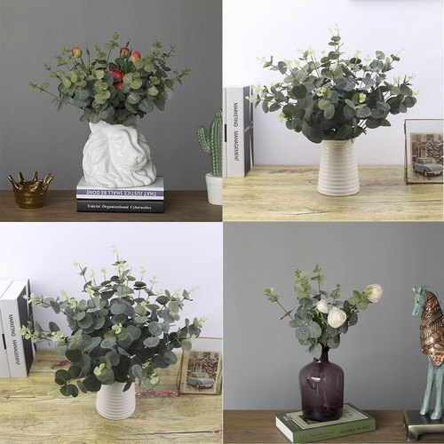 Reino Unido Hoja Falsa Artificial Eucalipto Verde Planta Seda Flores Nórdico Decoración del Hogar - Imagen 6 de 12