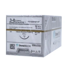 DemeTECH PTFE 6/0, 30" (75 cm) PTFE, Non-absorbable, White Suture, 12/Box