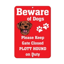 PLOTT HOUND DOG Beware of Fun Novelty METAL Sign 