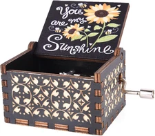 You Are My Sunshine Wood Music Boxes, Laser Engraved Vintage Wooden Sunshine Han