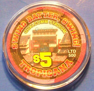 $5. Tropicana Casino Chip- 2002 - Qualcomm Stadium - Baseball Stadium Series