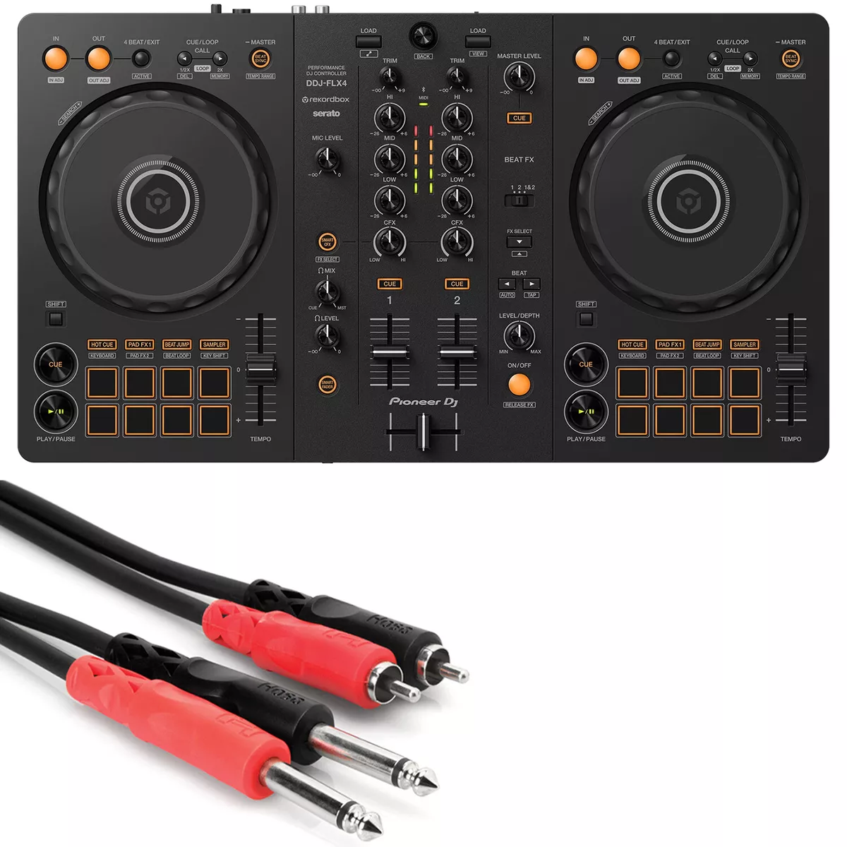 Pioneer DDJ-FLX4 2-Channel DJ Controller w/ Stereo Interconnect Cable