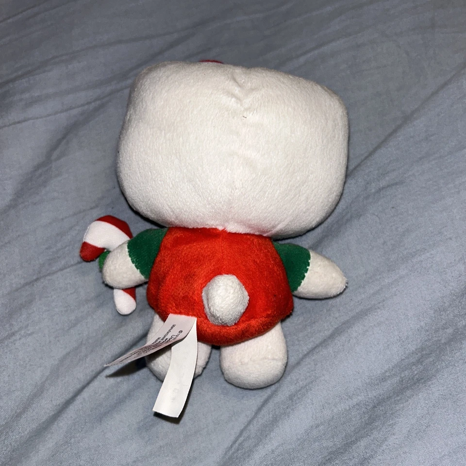 Hello Kitty Christmas 5" Plush Red Bow Candy Cane Red Green Outfit Stuffed P2 - Image 2 of 2