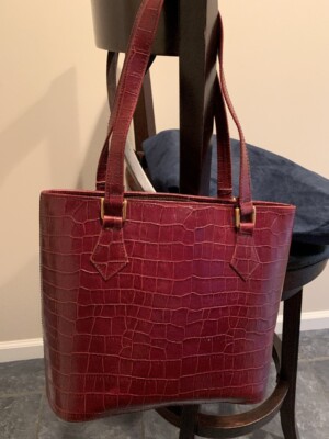 Snake Like Pattern medium Size Tote Shoulder Bag Maroon from Greece w/Dust Bag