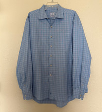 David Donahue Shirt Mens 2XL Blue Plaid Cotton Long Sleeve Button Down