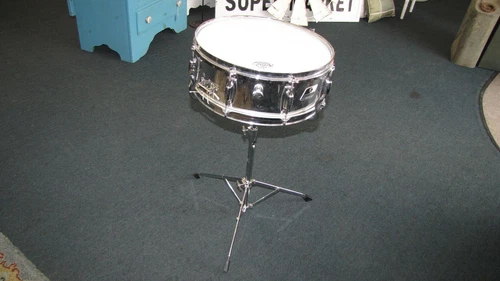 1980s Ludwig Rocker 5 x 14 Snare Drum with stand Black / White Badge