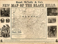 1877 Black Hills South Dakota Wyoming Gold Rush Map Mines Mining Fields Poster