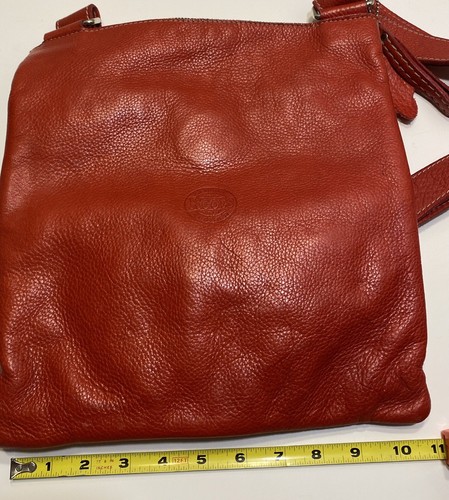 Vtg Womens Roots Purse Red Leather Crossbody Bag Pockets Canada Y2K - Picture 11 of 21