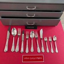 SET MENAGERE ERCUIS ROCAILLE LOUIS XV  BEL ETAT METAL ARGENTE COFFRE NEUF 140P