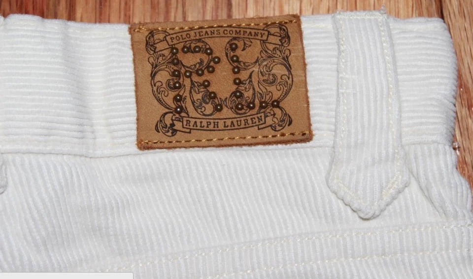 Pantalones de pana marfil de cinco bolsillos blanco roto Ralph Lauren para niñas 4 nuevos con etiquetas  Foto 4 de 4