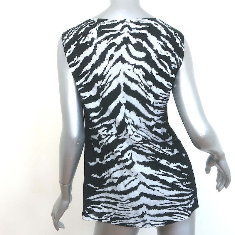 Camicia senza maniche collo a V stampa Saint Laurent zebra nera taglia grande