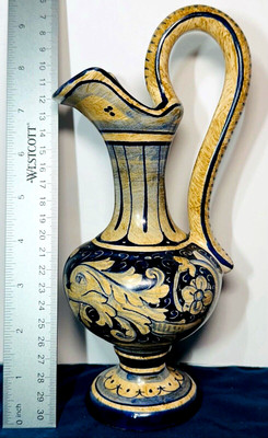 Fima Deruta Assisi Italy PITCHER Hand Painted 9''tall MINT (G)