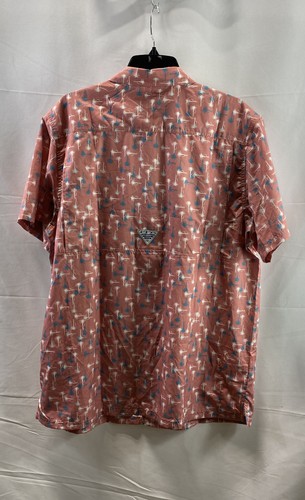 Columbia Men Orange Print Palm UPF40 Omni Shade Camp Shirt Size Large NWT - Picture 2 of 8