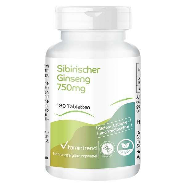 Sibirischer Ginseng 750 Mg - 180 Tabletten Taigawurzel, Vegan | Vitamintrend-image
