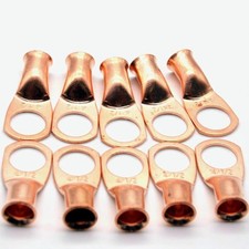 10 Pack Heavy Duty AWG 1 5/16 Inch Copper Battery Cable Terminal Connector Ring