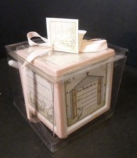 Child To Cherish Porcelain Bank Christening Block To Grow On Pink