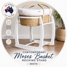 TOM AND MILLY Rocking Moses Basket Stand - WHITE Finish