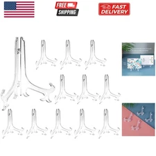 4 Inch Clear Plastic Easels or Stand/Plate Holders to Display Pictures or Oth...