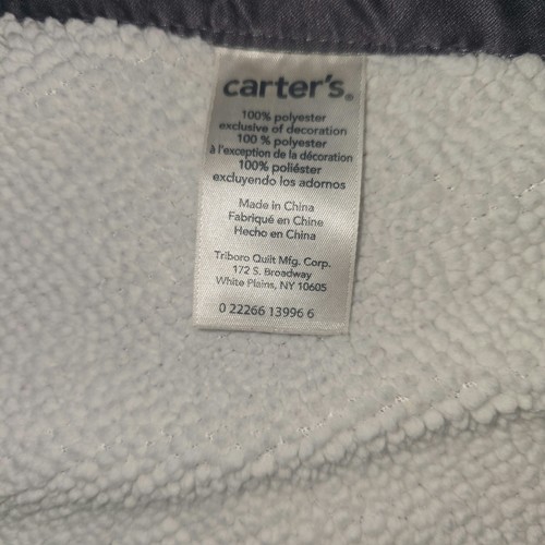 Carters Dream Big Little One Gray White Sherpa Lamb Moon Baby Blanket Satin Trim - Picture 8 of 11