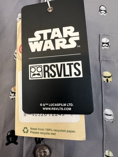 RSVLTS Men's Short Sleeve Button-Up Star Wars Sz L KUNUFLEX Stormtrooper Summer - Picture 12 of 20
