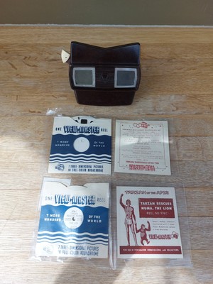 Sawyer's View-Master brauner Bakelit Modell E Betrachter & Rollen Original 50er Jahre
