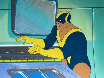 SUPER FRIENDS  Animation Cel BLUE FALCON Production Art DC Comics Cartoons I12