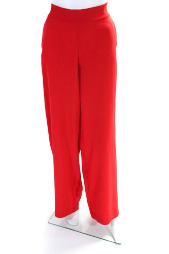 Summersalt Womens Crepe Elastic Waist Zip Up Wide Leg Pants Trousers Red Size S