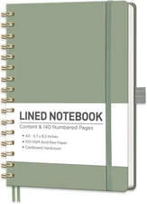 Lined Journal Notebook, 140 Numbered Pages, A5 Medium Size (5.7'' X 8.3''), for