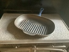 Sartén ovalada de hierro fundido vintage Le Creuset sartén azul