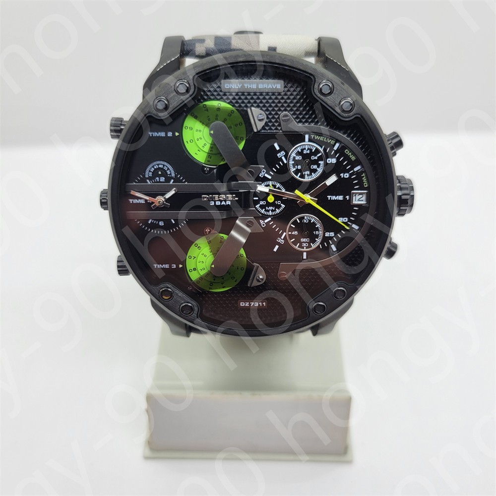 Diesel DZ7311 Mr.Daddy 2.0 Black Chronograph Multicolor Leather Band Men's Watch