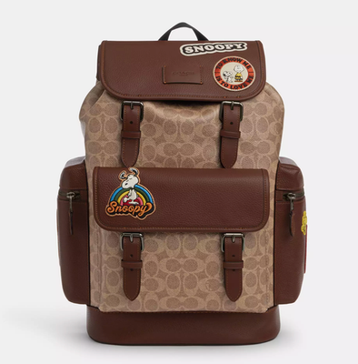 NWT Coach X Peanuts Sprint Backpack In Signature Canvas With