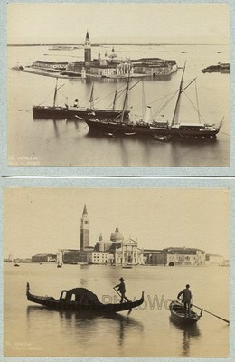 San Giorgio Maggiore Insel Gondel Schiffe Venedig Italien 2 antike Eiweiß Fotos