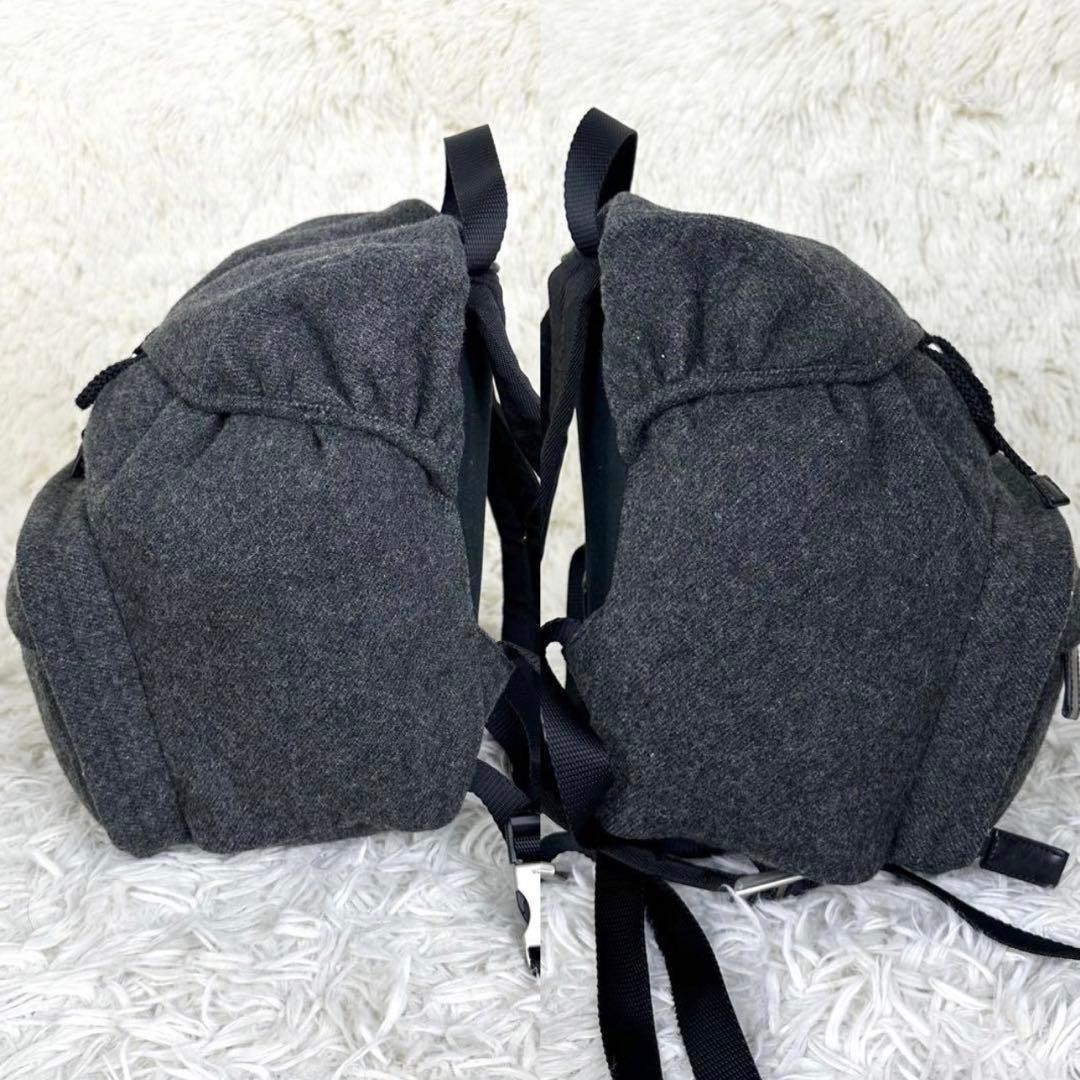 PRADA Wool Backpack Black Triangular Logo Authent… - image 6