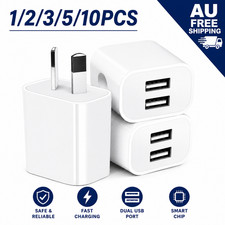 1-10PCS Universal Travel 5V 2A Dual USB AC Wall Home Charger Power Adapter AU Pl