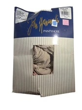 John Wanamaker Woven Rib Pantyhose Control Top Sandal Toe Size B  seashell