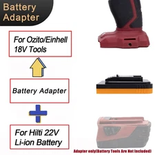 Adapter For Hilti 22V Li-ion Battery To Fits Ozito/Einhell 18V Power Tools